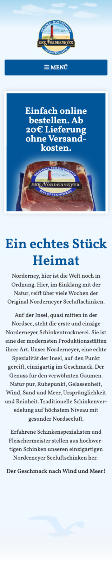 Webdesign Referenz Onlineshop Phone Norderneyer Seeluftschinken
