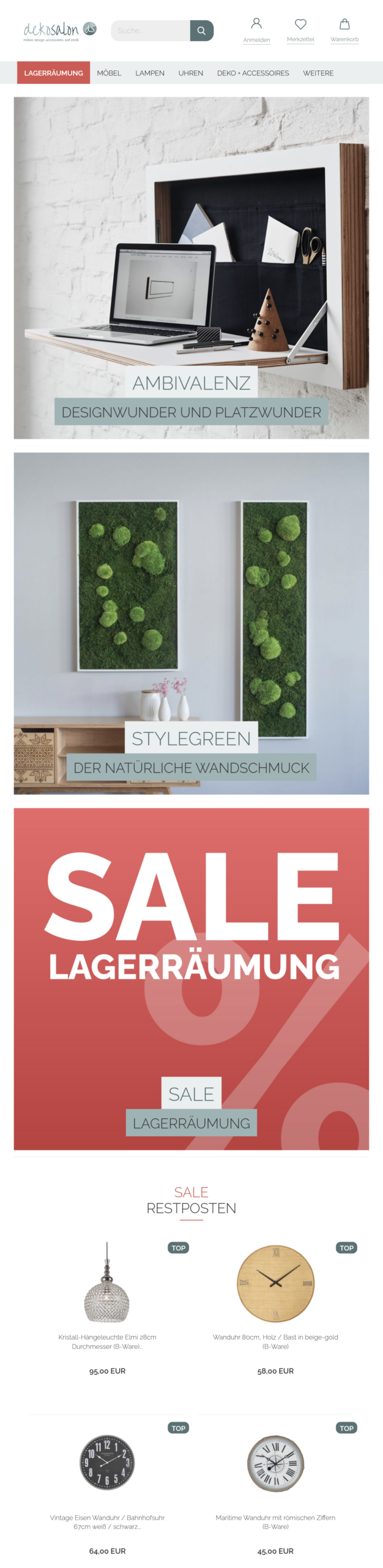 Webdesign Referenz Tablet Onlineshop dekosalon
