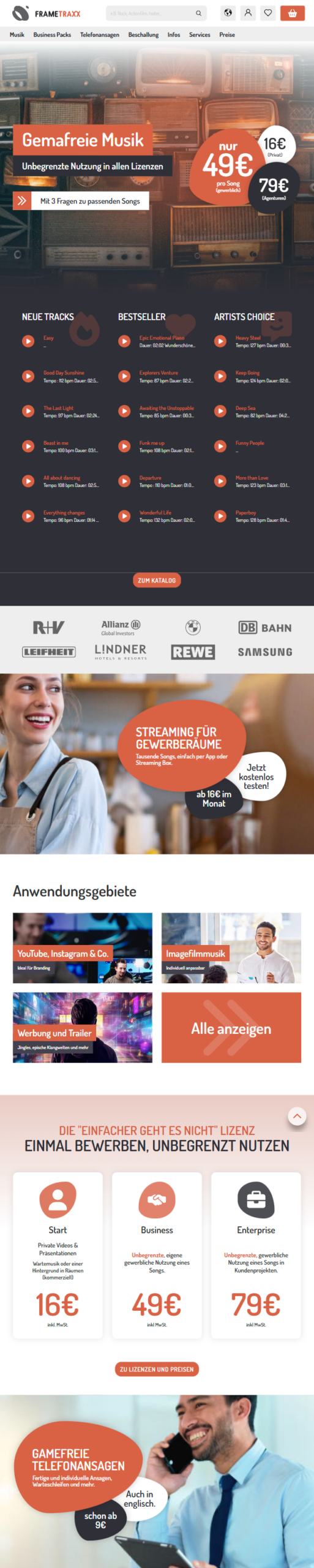Webdesign Referenz Desktop Frametraxx