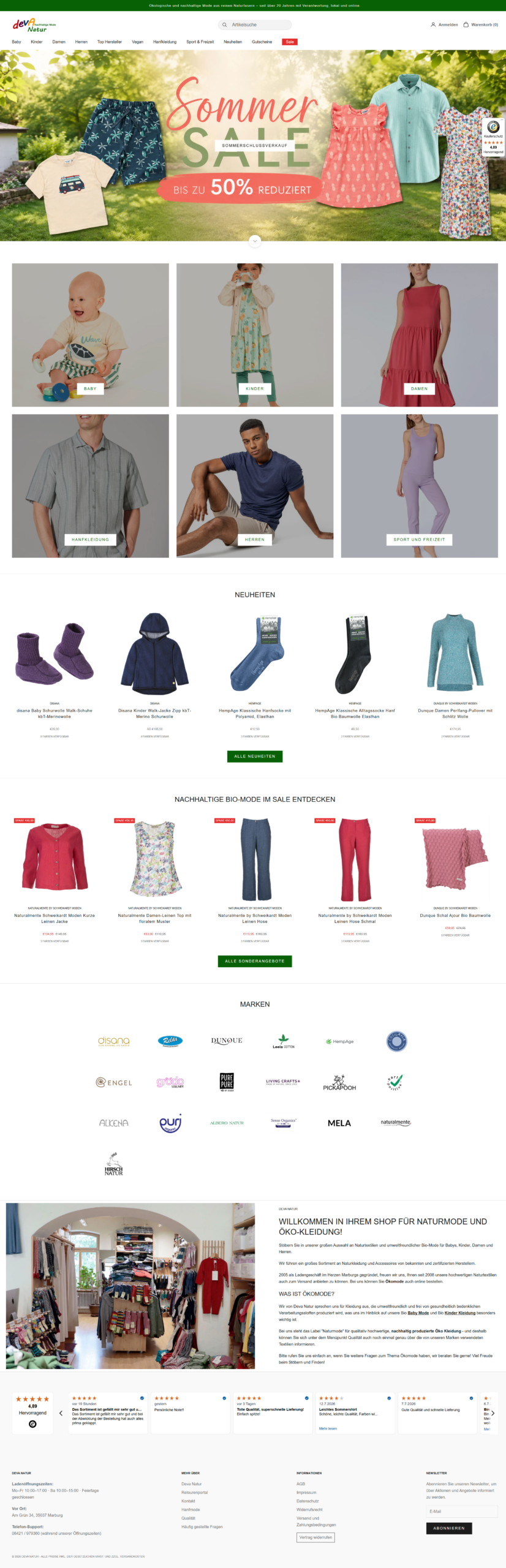 Webdesign Referenz Onlineshop Desktop Deva Natur